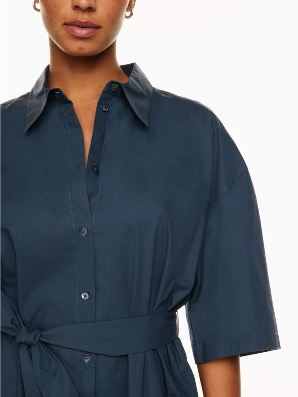 NWT Babaton Carnaby Poplin Slate Blue Belted Shirt Midi Dress 2XS Oversized - Picture 4 of 9